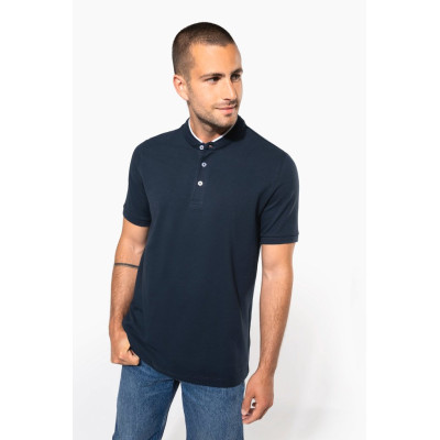 Men's short-sleeved polo shirt with Mandarin collar